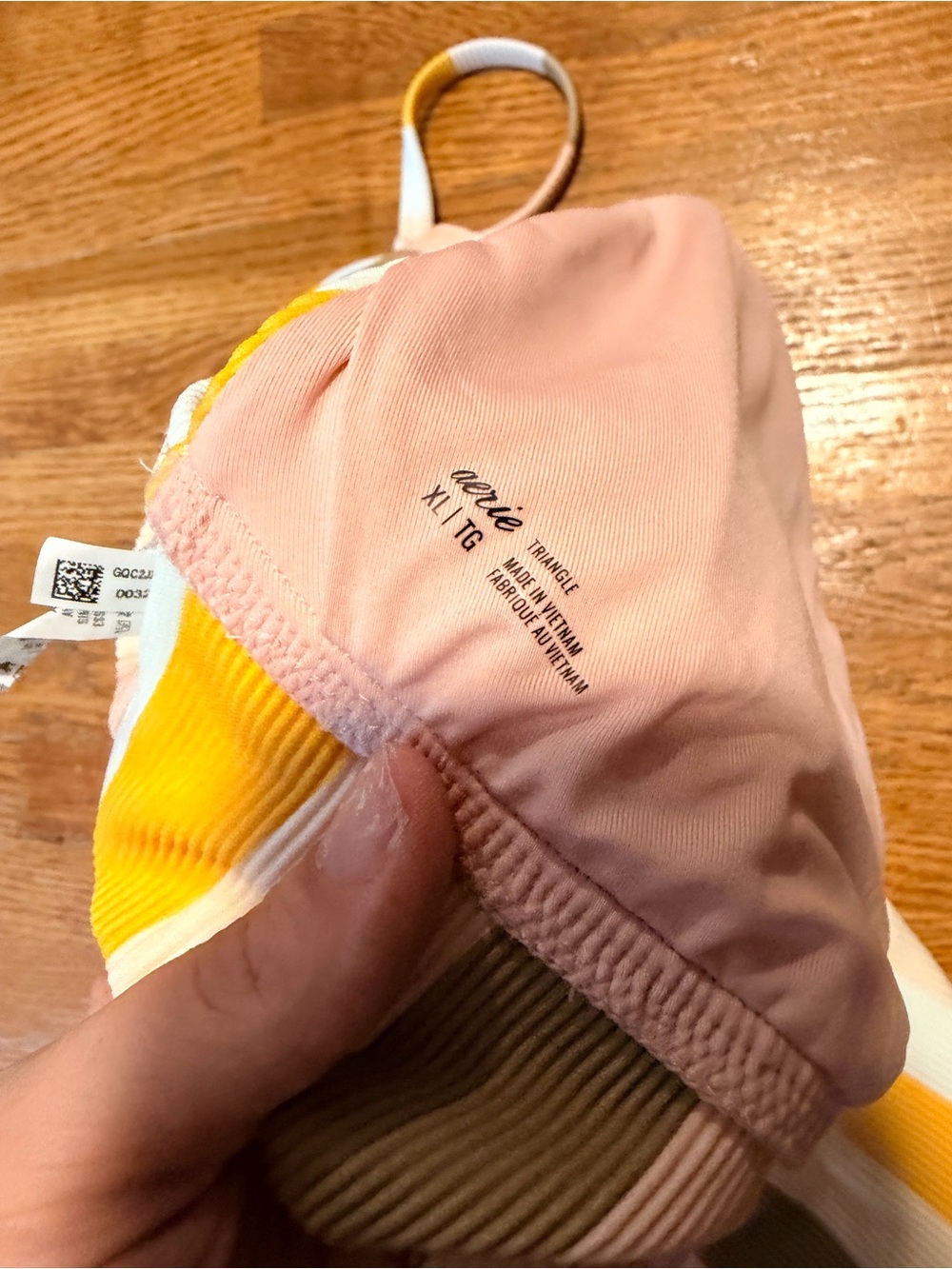 aerie Striped Triangle Bikini Set in Mustard, Pink, Blue, Cream, Olive - Picture 3 of 3